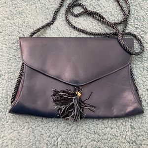 Charles Jourdan Leather small crossbody blue bag with tassel